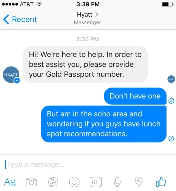 FB messenger Hyatt