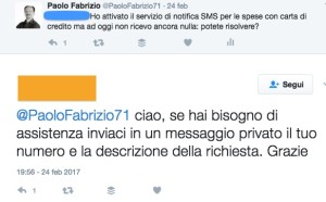 Prima risposta via Tweet