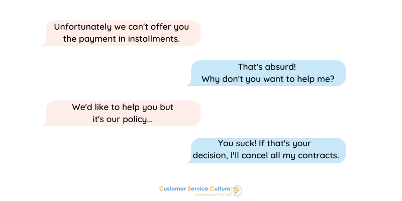 Conversation with persistent customer