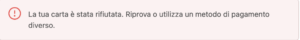pagamento rifiutato
