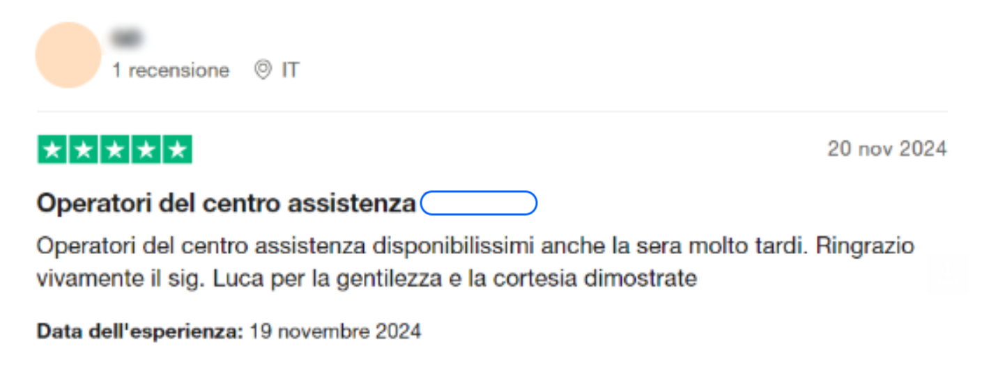 recensione cliente