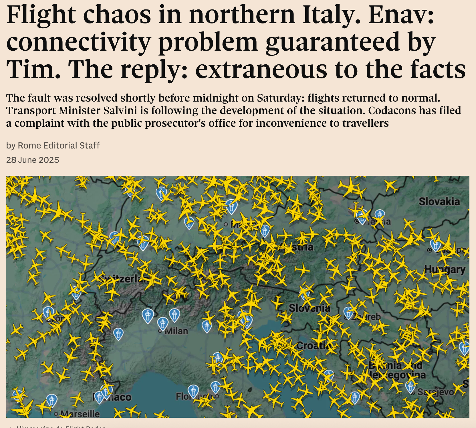 canceled flights Italy